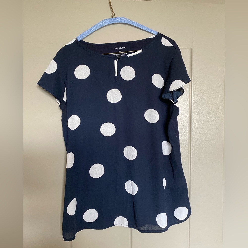 Van Heusen Navy Polka Dot Top